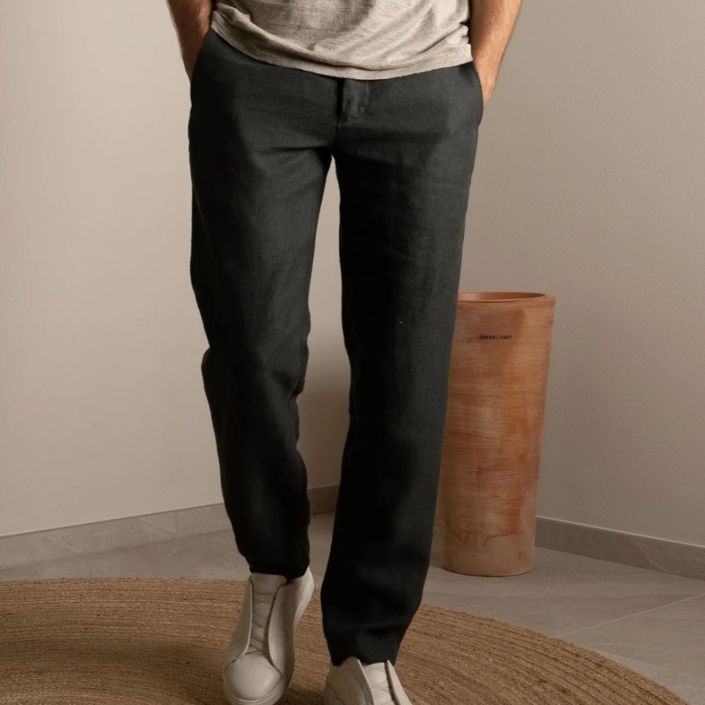 NWOT Opera Campi Solo 100% Hemp Mens dress pants chino - color terra verde